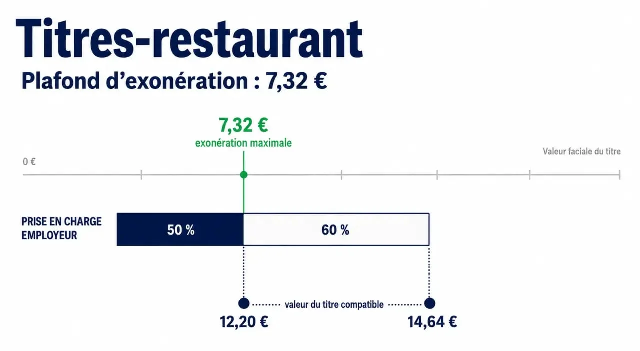 Titre restaurant part patronale : plafond d’exonération, ratio employeur 50 à 60 % et valeurs de titre compatibles