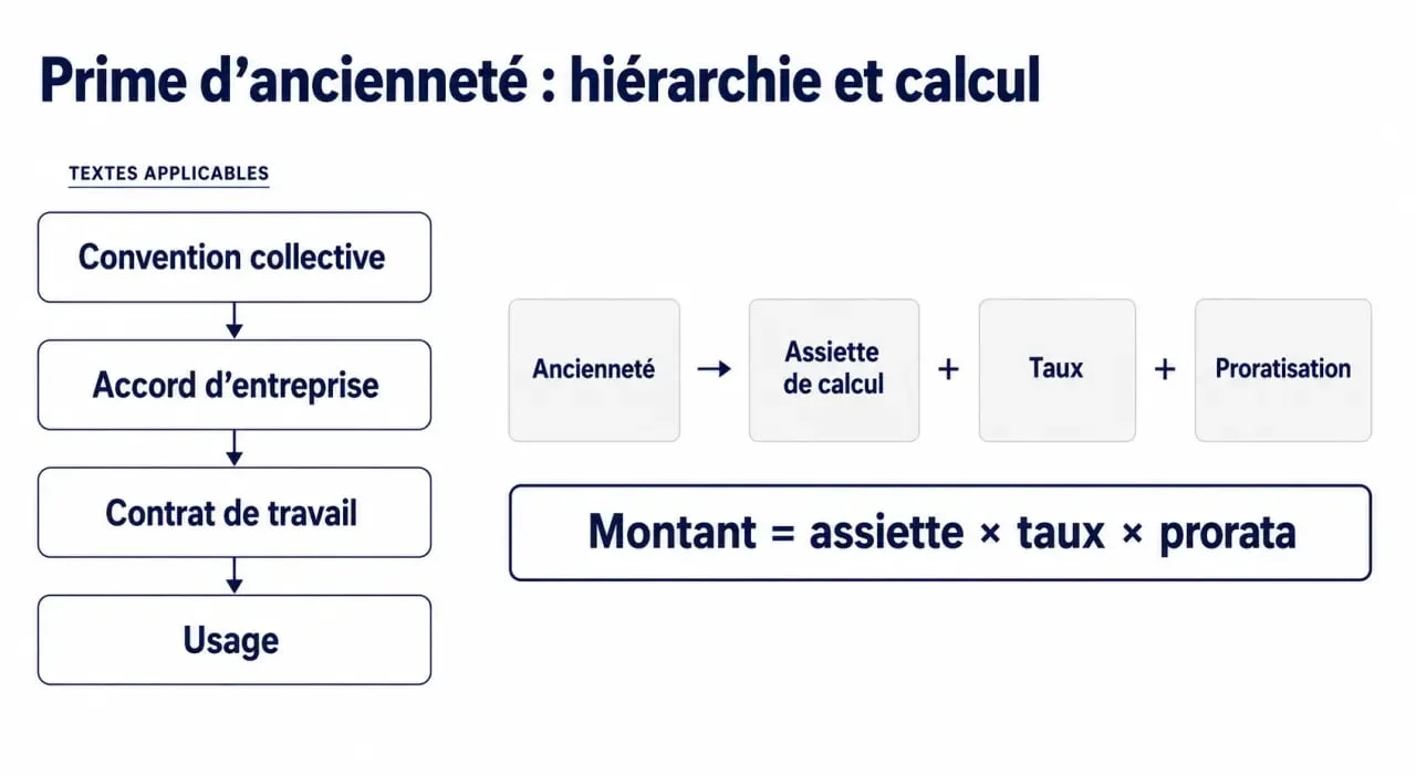 Convention collective prime ancienneté : hiérarchie des textes applicables et schéma de calcul